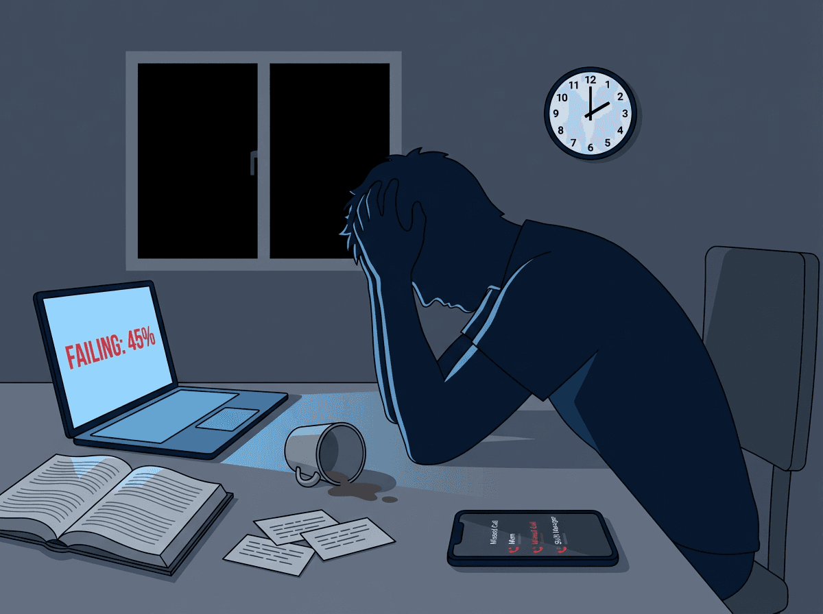 A burnt out EMS student studying at 2 AM